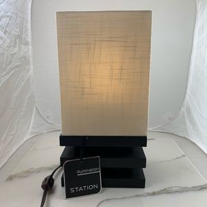 Illumination Station Cream Linen Black Base Lamp